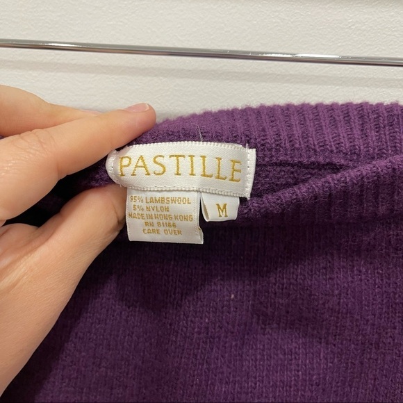 Pastille Vintage Knit Blazer Jacket Skirt Set Purple Lambswool Medium Button - Picture 11 of 11